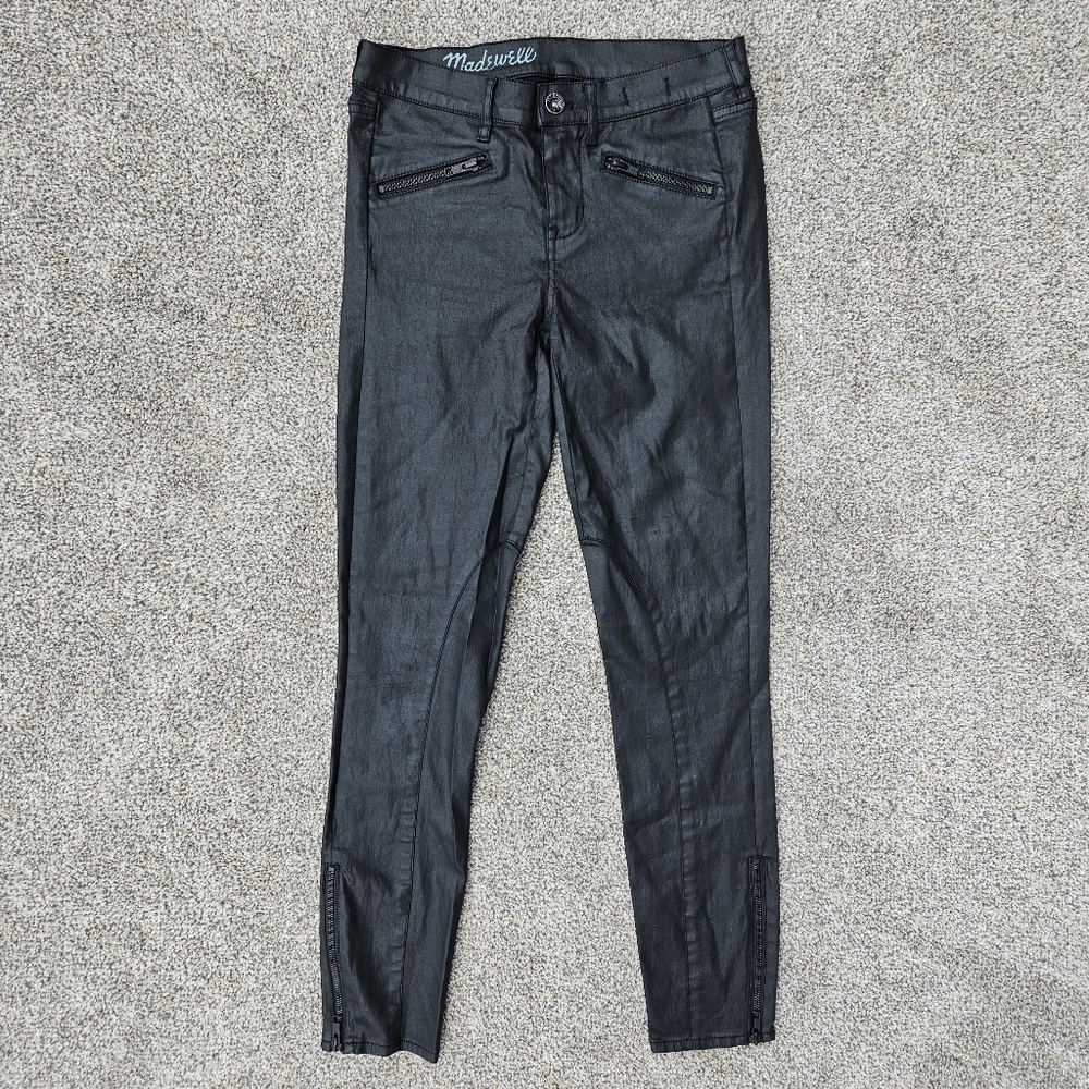 Madewell Black Moto Skinny Zipper Pocket Ankle Jeans Stretchy Women's Size 25